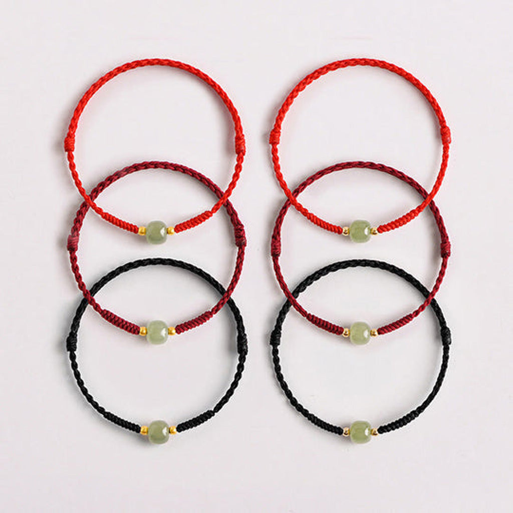Adjustable Lucky Red Rope with Jade-Like Barrel Bead – A Touch of Harmony | Zen Ara Grove