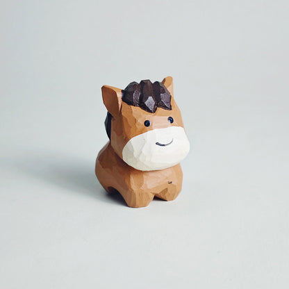 Hand-Carved Brown Wooden Horse Figurine – Rustic Charm and Timeless Craft | Zen Ara Grove