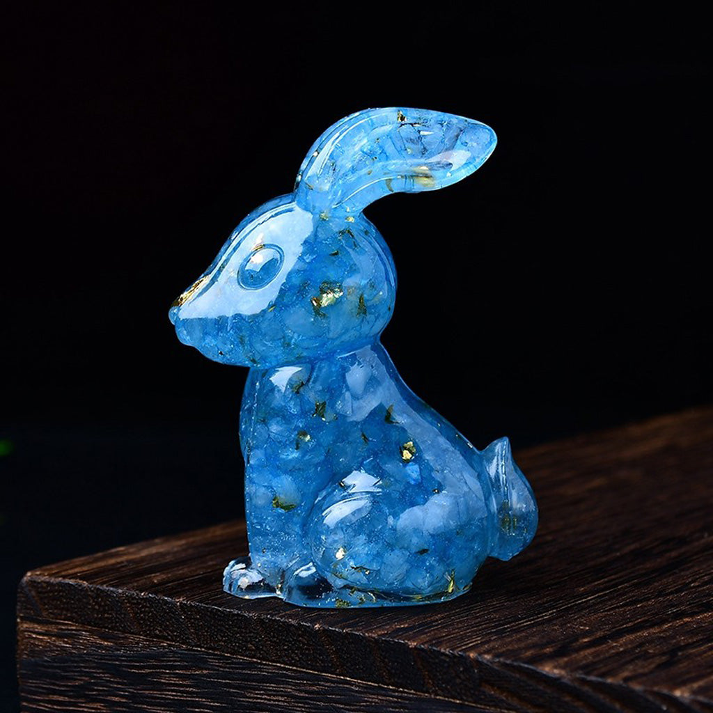 Handmade Epoxy Resin Rabbit Decor – Embedded Natural Healing Crystals | Zen Ara Grove