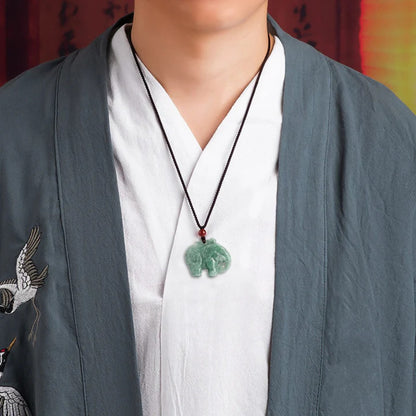 Jade Stone Pendant of 'Peaceful Elephant' – Symbol of Harmony & Good Fortune | Zen Ara Grove