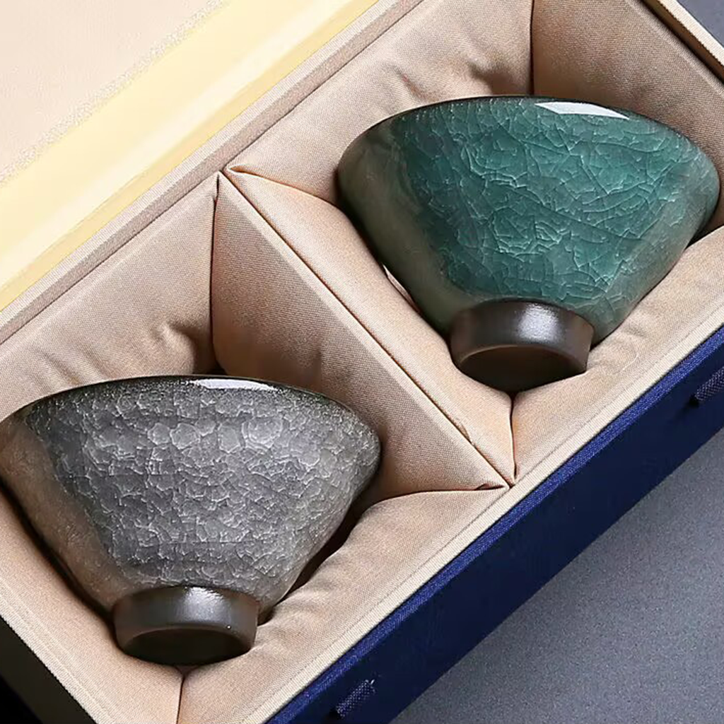 Handcrafted Ceramic Teacup with Unique Ice Crack Pattern | Zen Ara Grove