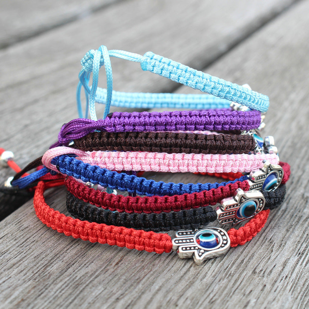 Handwoven Evil Eye Bracelet with Alloy Center – Charm of Protection | Zen Ara Grove