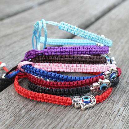 Handwoven Evil Eye Bracelet with Alloy Center – Charm of Protection | Zen Ara Grove