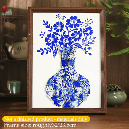 Handmade DIY Blue and White Porcelain Mosaic Ceramic Painting | Zen Ara Grove