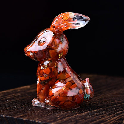 Handmade Epoxy Resin Rabbit Decor – Embedded Natural Healing Crystals | Zen Ara Grove
