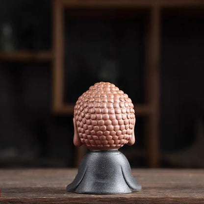 Mini Zen Buddha Statue – Purple Clay Ceramic in Meditative Pose for Inner Peace | Zen Ara Grove