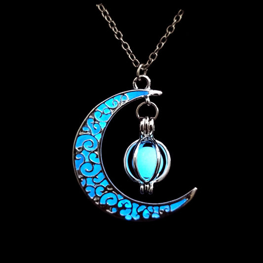 Glow-in-the-Dark Moon & Pumpkin Pendant – Zen Halloween Charm | Zen Ara Grove
