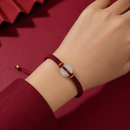 Hetian Jade Safety Knot Handwoven Bracelet – Luck & Prosperity | Zen Ara Grove