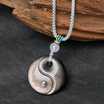 LIMITED TIME OFFER | Silver Obsidian Taiji Pendant  –  Balance and Harmony | Zen Ara Grove