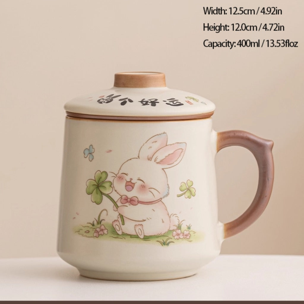 Ru Kiln Glaze Ceramic Teacup – Animal & Nature Motifs, Symbol of Harmony and Good Fortune | Zen Ara Grove