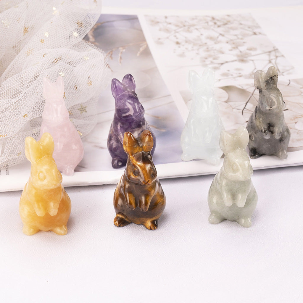 Hand‑Carved Natural Crystal Bunny – Brings Calm Energy and Joy | Zen Ara Grove