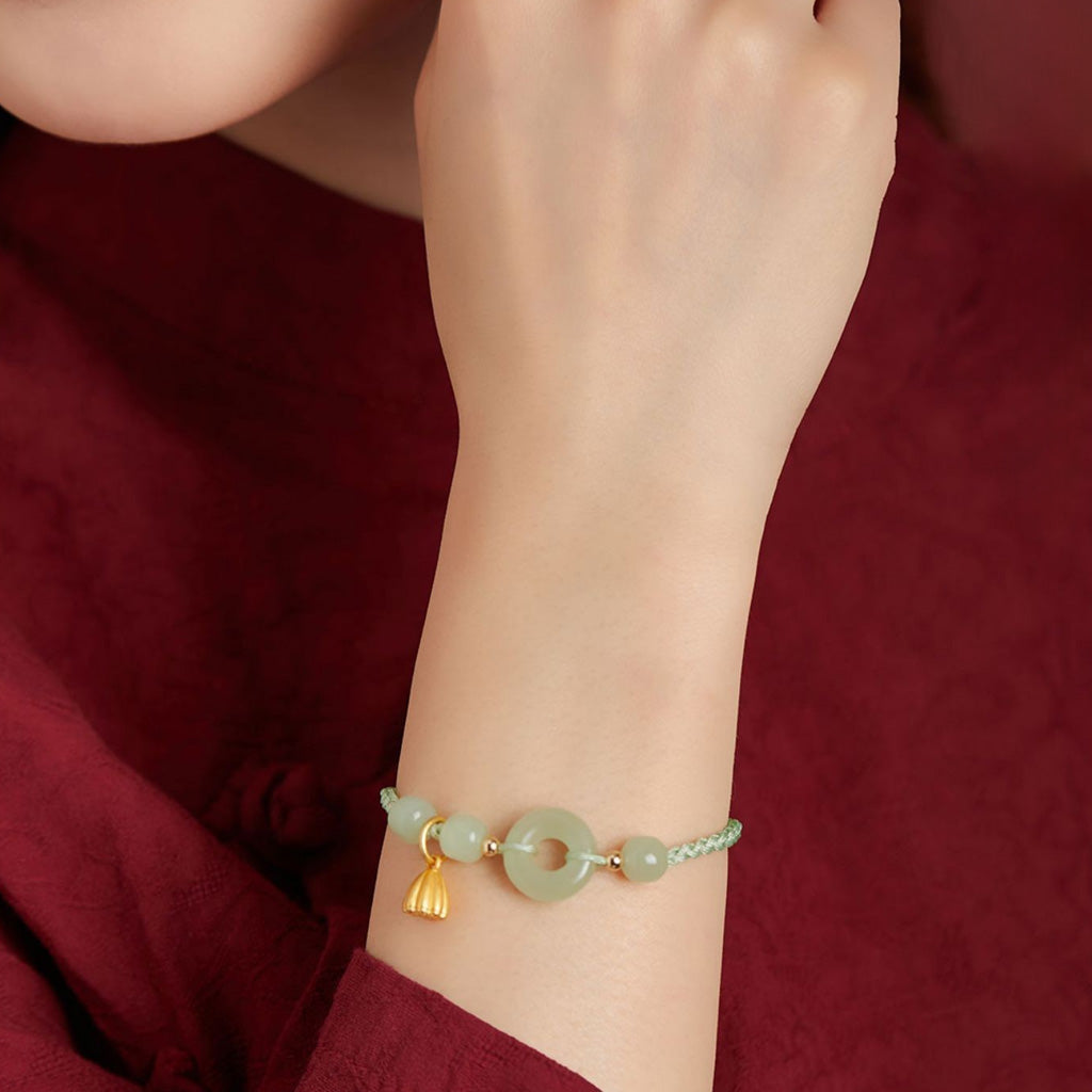 Adjustable Braided Peace Buckle Bracelet with Lotus Charm — Protection & Renewal