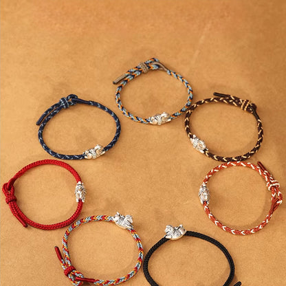 Sterling Silver Horse Charm Bracelet – Adjustable Braided Cord for Good Fortune | Zen Ara Grove
