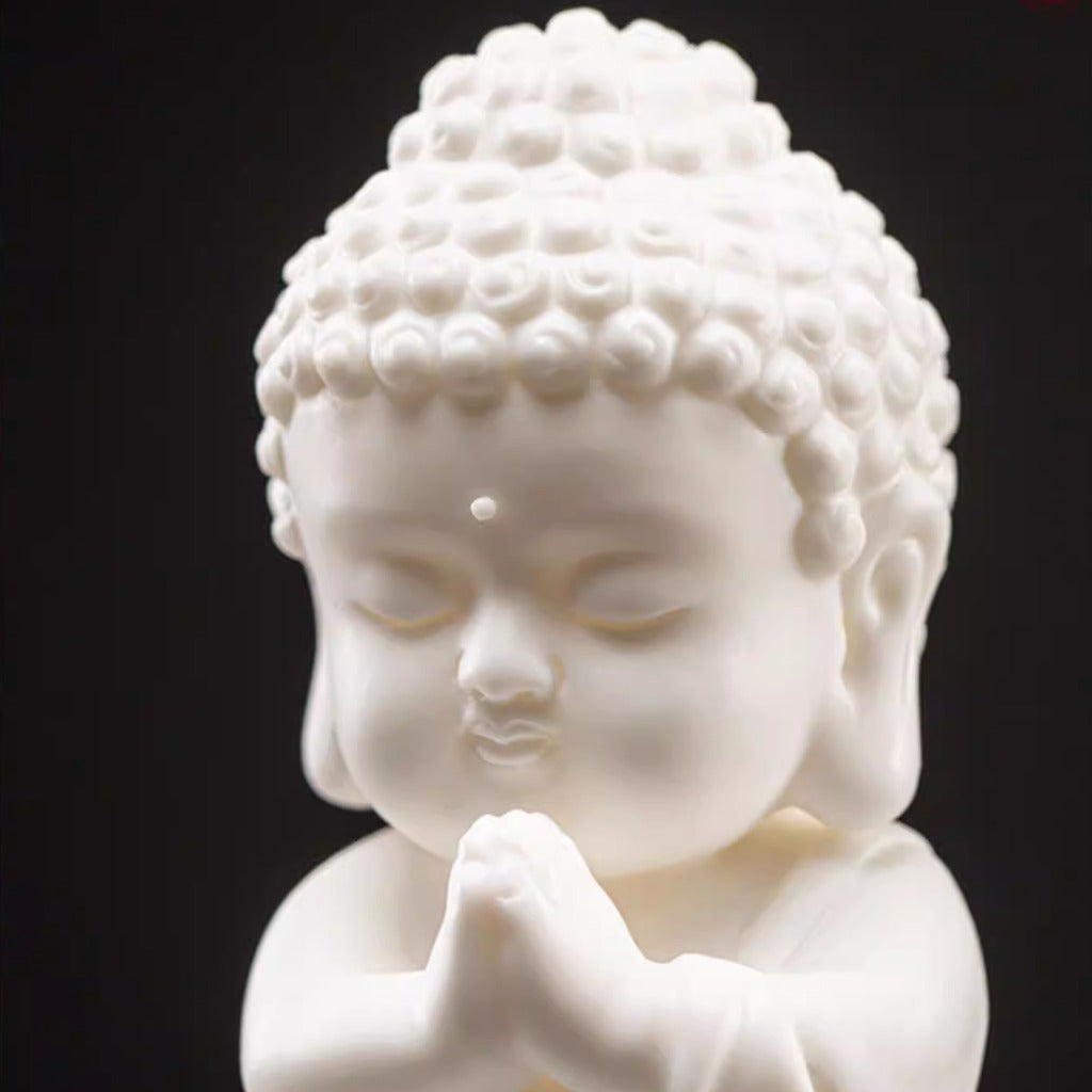 Handcrafted High-Fired White Ceramic Tathagata Figurine – Elegant Zen Serenity | Zen Ara Grove