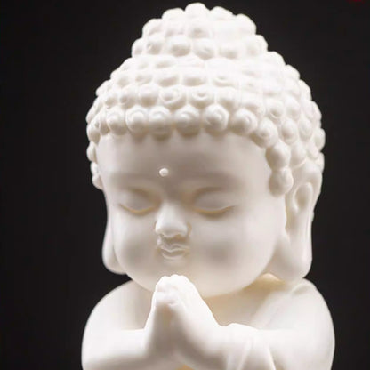 Handcrafted High-Fired White Ceramic Tathagata Figurine – Elegant Zen Serenity | Zen Ara Grove
