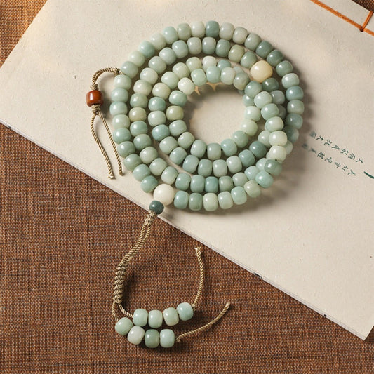 Pale Green Bodhi Root Bracelet – Meditative Stillness | Zen Ara Grove