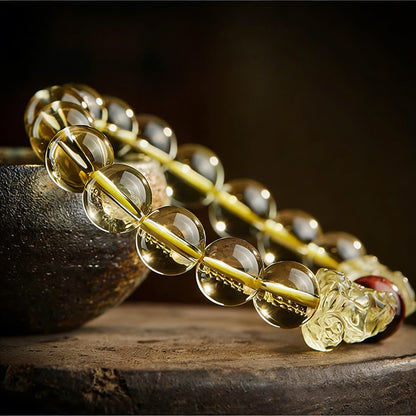 Yellow Citrine Double Pixiu Bracelet — Meaning of Wealth & Fortune| Zen Ara Grove