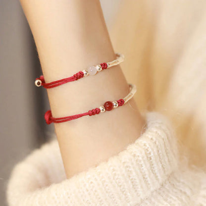 Adjustable S925 Sterling Silver Bamboo Bracelet with Agate