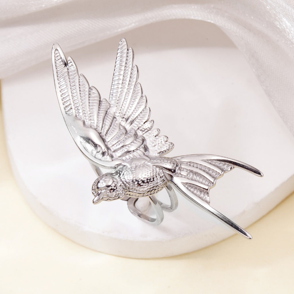 Adjustable Stainless Steel Peace Dove Ring – Symbol of Hope and Harmony | Zen Ara Grove