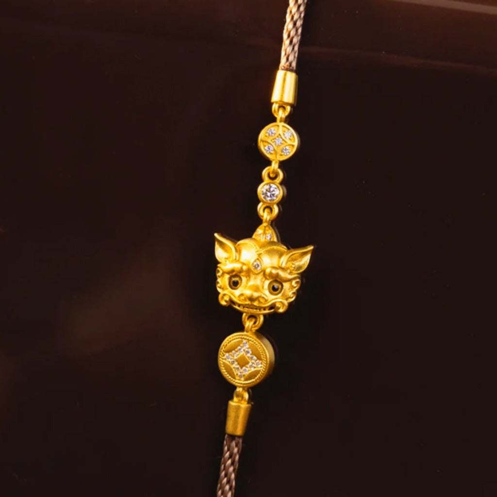 Elegant Pixiu Guardian Bracelet in Gilded Shine | Zen Ara Grove