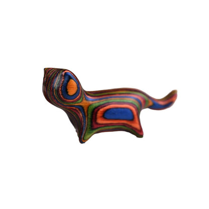 Green Sandalwood Small Leaf Red Sandalwood Ebony Wood Rainbow Wood Lucky Mini Walking Cat Positive Decoration | Zen Ara Grove