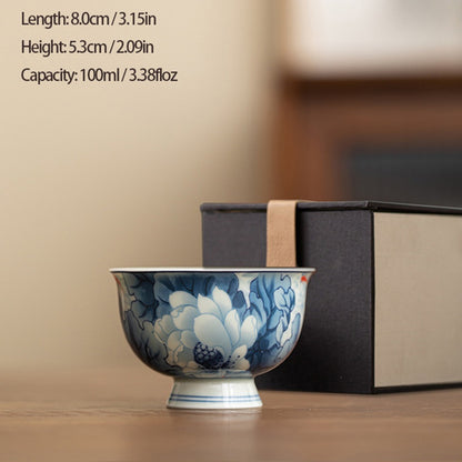 Antique-Style Celadon Blue-and-White Single Cup – Handcrafted Ceramic Tea Ware | Zen Ara Grove