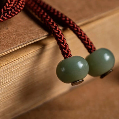 LIMITED TIME OFFER | Handmade Red Rope Bracelet with Green Bodhi Bead – Twelve Zodiac Buddha for Protection | Zen Ara Grove