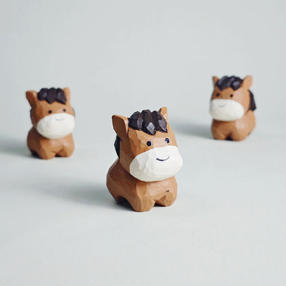 Hand-Carved Brown Wooden Horse Figurine – Rustic Charm and Timeless Craft | Zen Ara Grove