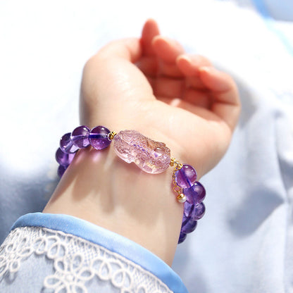 Handcrafted Natural Amethyst Pixiu Bracelet – Love & Prosperity | Zen Ara Grove