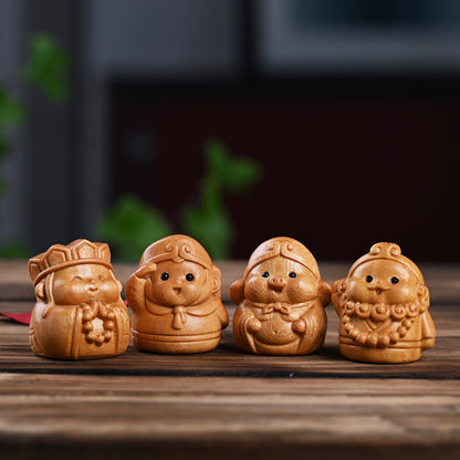 Monkey King Sun Wukong & Three Companions Cypress Wood Figurines | Zen Ara Grove