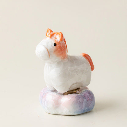 Crystal‑Glazed Ceramic Horse Figurine – Symbol of Vitality & Good Fortune – Rotating Design Tea Table Ornament | Zen Ara Grove