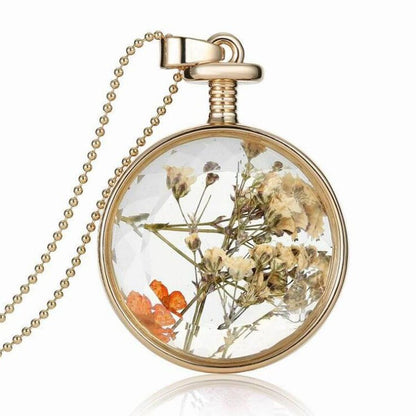 Round Real Flower Necklace – Nature’s Beauty, Forever Close | Zen Ara Grove