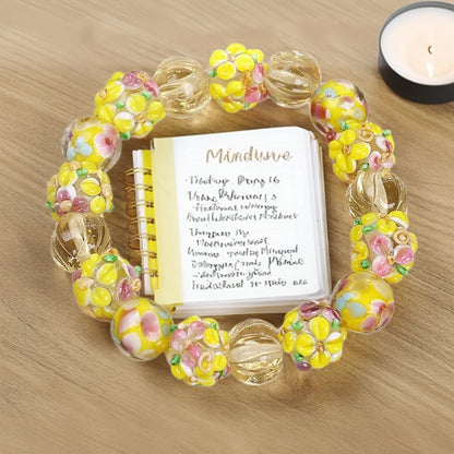 $9.99 LIMITED TIME OFFER Multicolor Sakura Bloom Glass Charm Bracelet | Zen Ara Grove