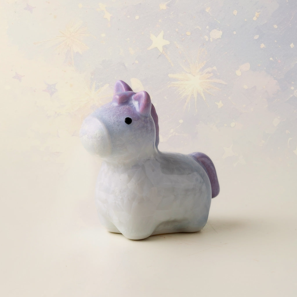 Ceramic Horse Figurine with Gradient Purple Crystalline Glaze – Artistic Shine and Serenity | Zen Ara Grove