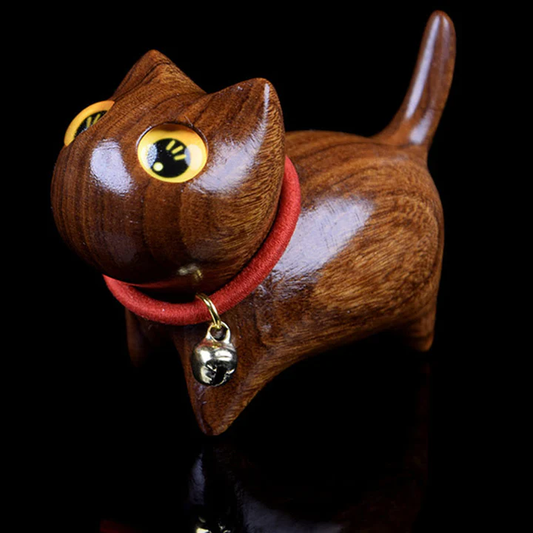 Rosewood Carving Cat Warmth Home Decoration  | Zen Ara Grove