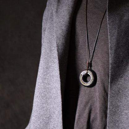 Zen Circle Ebony Wood Necklace Pendant – Peace & Calm | Zen Ara Grove