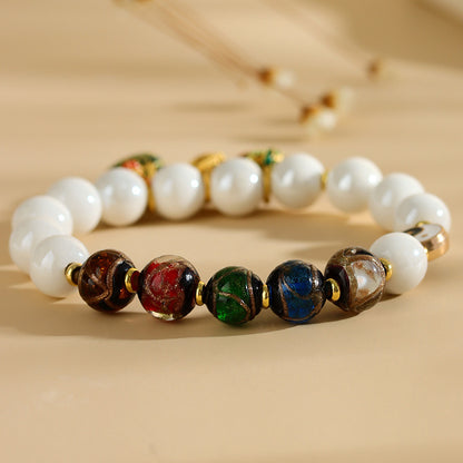 Incense Ash Glaze Bracelet with Gold-Swallowing Beast Pendant – Wealth Attraction & Peace Amulet | Zen Ara Grove