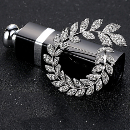 Crystal-Studded Olive Wreath Pin – Symbol of Harmony and Hope | Zen Ara Grove