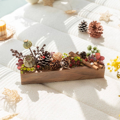 Handmade Silk Blossom Décor with Wooden Planter – Serenity in Bloom | Zen Ara Grove