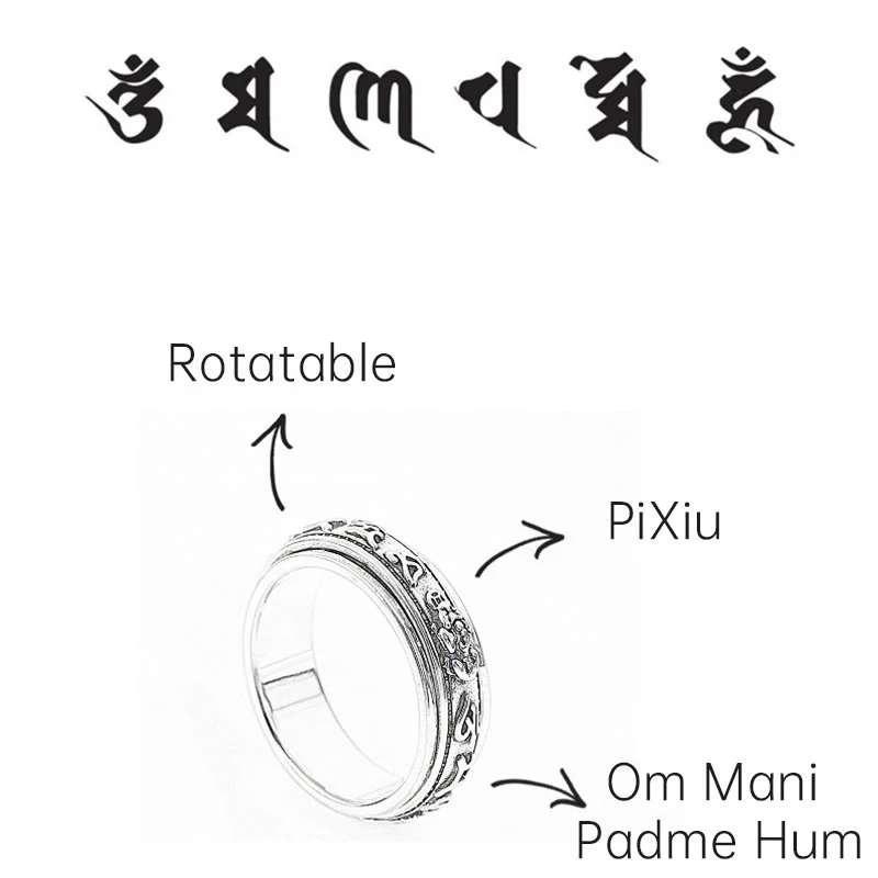 LIMITED TIME OFFER - Six-Word Mantra Spin Ring with Pixiu Blessings | Zen Ara Grove