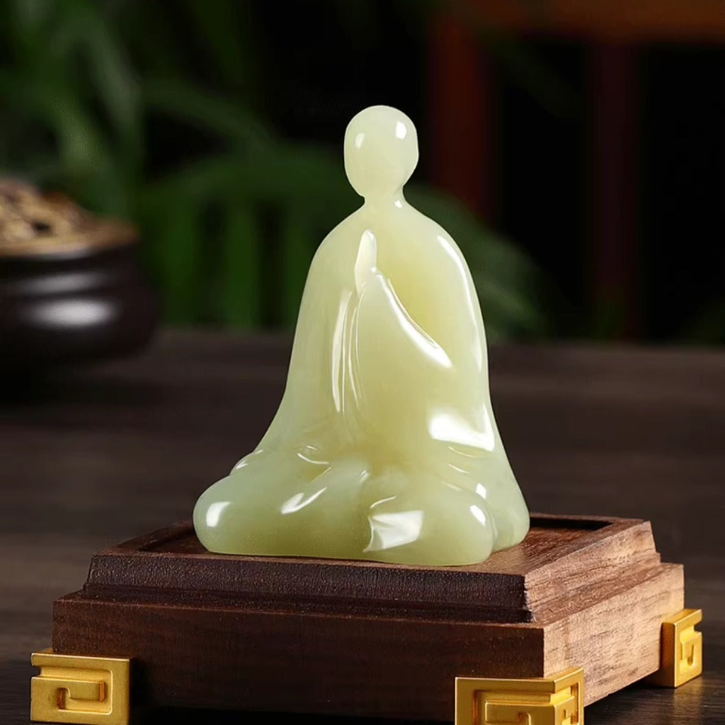 Handcrafted Jade Buddha Figurine – Minimalist Meditation Sculpture | Zen Ara Grove