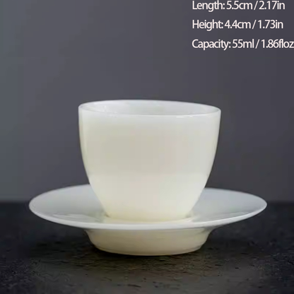 Ice Jade Glaze Porcelain Teacup – Smooth Sheep Fat Luster | Zen Ara Grove