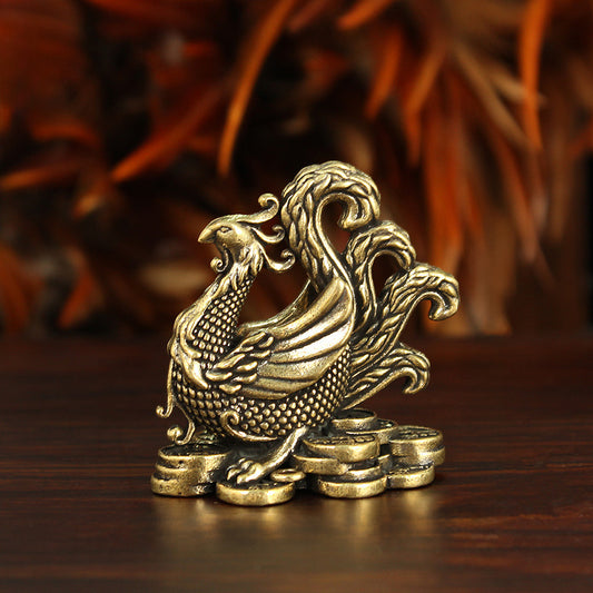 Brass Four Guardian Beasts Set – Azure Dragon, White Tiger, Vermilion Bird & Black Tortoise Statues | Zen Ara Grove