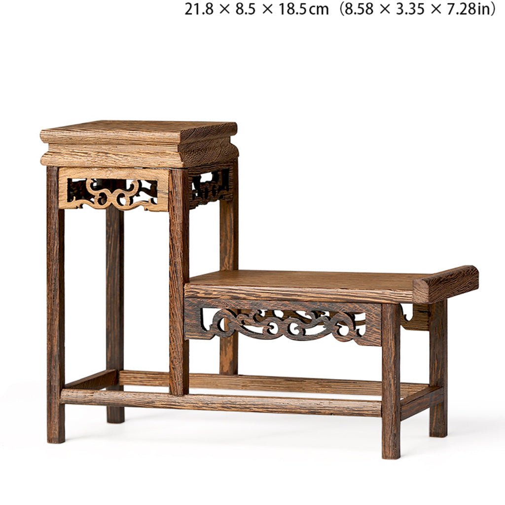Handcrafted Macassar Ebony Tiered Display Stand – Elegant Heritage for Tea Sets, Bonsai & Collectibles | Zen Ara Grove