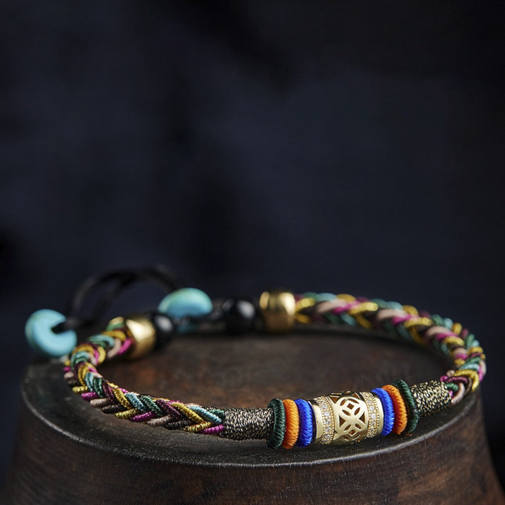 Diamond Knot Five-Color Rope Bracelet – Symbol of Harmony and Good Fortune | Zen Ara Grove