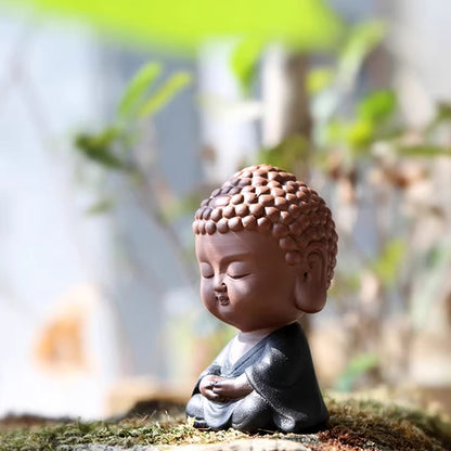 Mini Zen Buddha Statue – Purple Clay Ceramic in Meditative Pose for Inner Peace | Zen Ara Grove