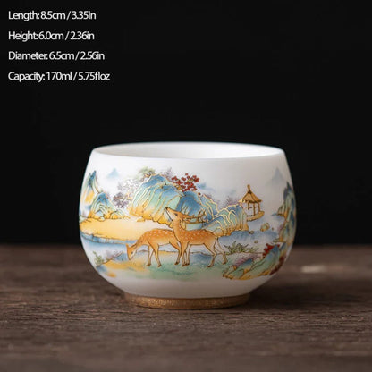 Milky White Porcelain Mug with Dragon and Phoenix Motif – Elegant & Durable | Zen Ara Grove