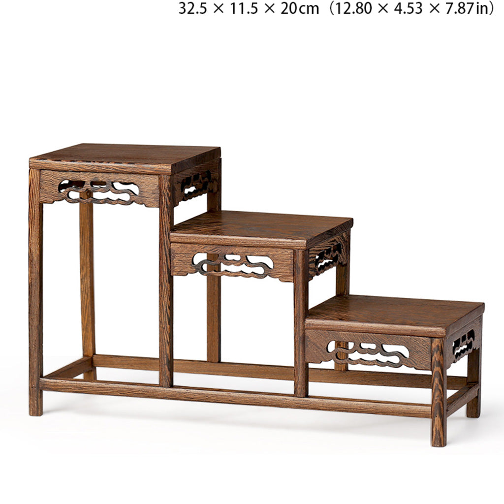 Handcrafted Macassar Ebony Tiered Display Stand – Elegant Heritage for Tea Sets, Bonsai & Collectibles | Zen Ara Grove