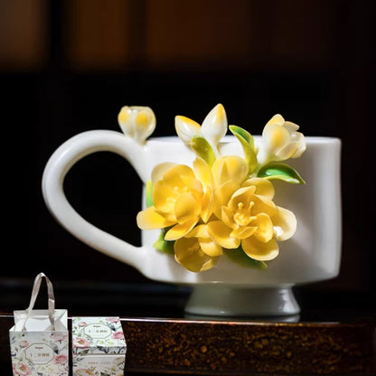 Limited Time Offer · Handcrafted Heritage Porcelain Cup – Magnolia Blossoms Growing from the Surface | Zen Ara Grove
