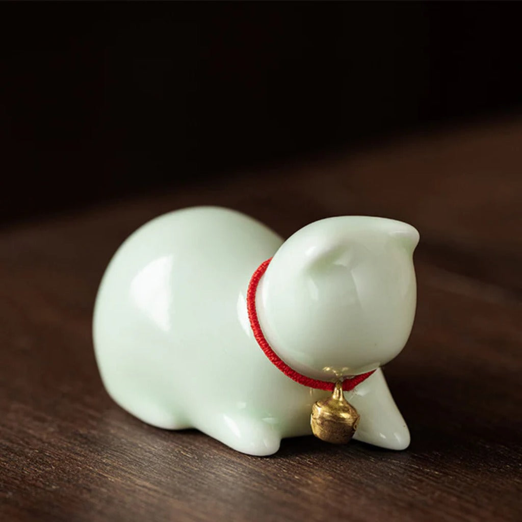 Mini Small Cute Cat Tea Pet Ceramic Home Desk Figurine Decoration | Zen Ara Grove